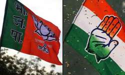 Flags of BJP and Congress