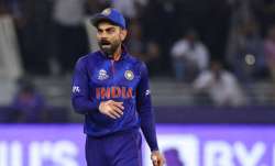 Virat Kohli fields during the second innings against Pakistan in Dubai on Sunday.