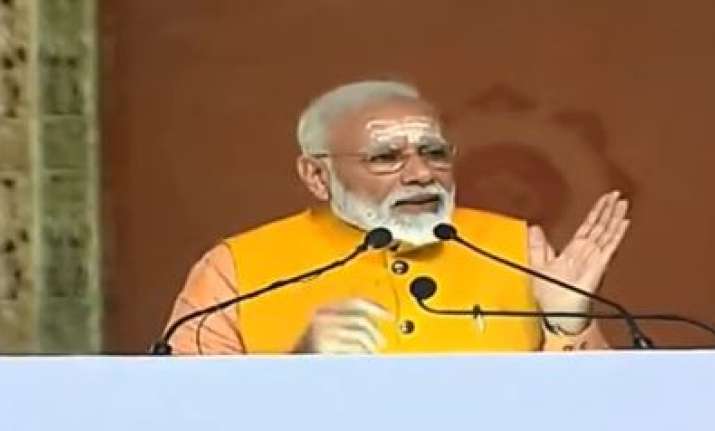 PM Modi addresses a gathering at Prayagraj