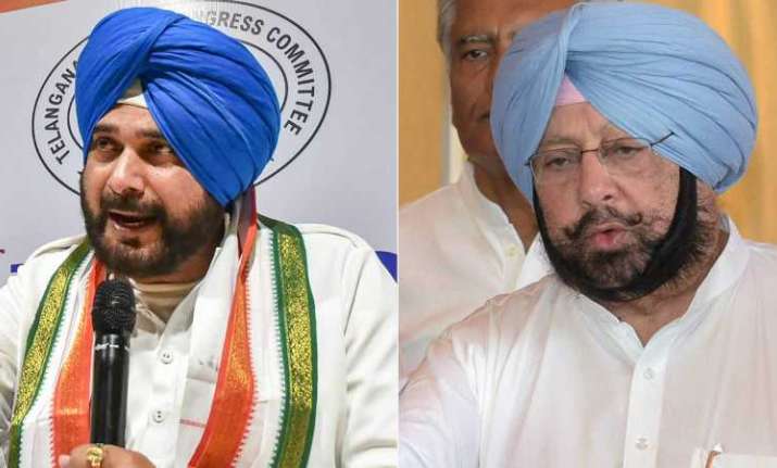 Congress minister Navjot Singh Sidhu and Punjab Chief
