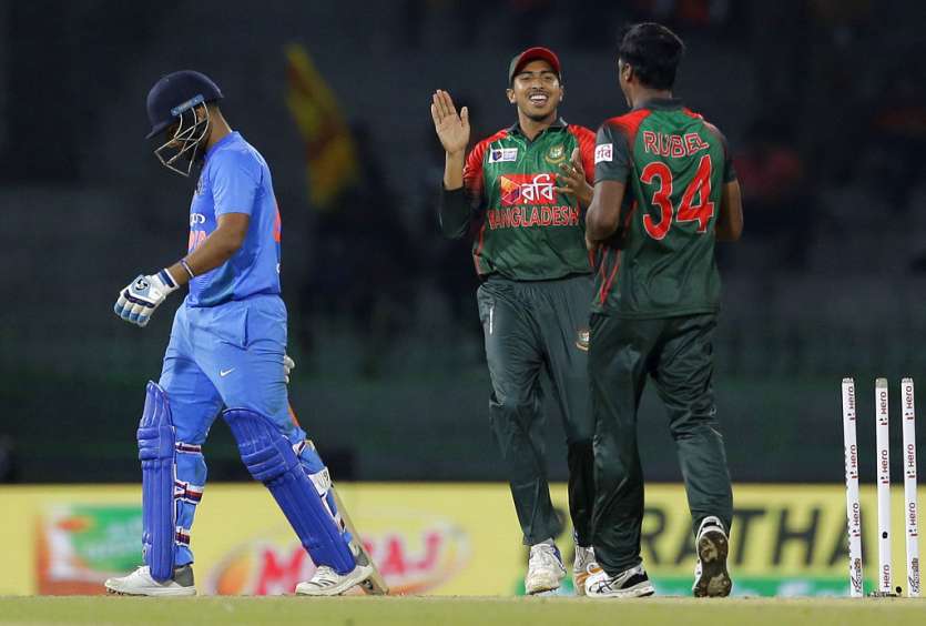 During the chase, India batted around Dhawan, who stroked to his sixth fifty. He shared an important 68-run third-wicket stand with Suresh Raina (28) after the dismissals of Rohit Sharma (17) and Rishabh Pant (7).
Rohit cut left-arm medium pacer Mustafizur Rahman on to his stumps, while Pant was bowled by fellow medium pacer Rubel Hossain, to leave India at a spot of bother at 47/2. But Dhawan and Raina didn't look to be under pressure and scored runs at ease by minimising the risk.