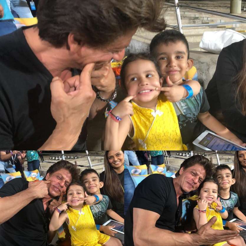 Ziva also posed with Shah Rukh Khan, the owner of Kolkata Knight Riders. The pictures of their brief meeting went viral on the social media. 