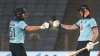 England batsman Ben Stokes celebrates his half century with
