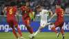 Italy's Ciro Immobile takes a shot during a Euro 2020