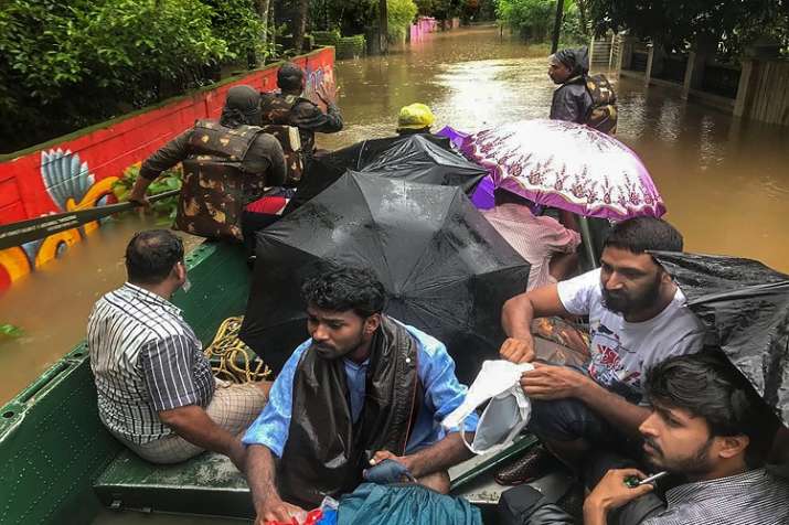 India Army personnel rescue flood affected people in