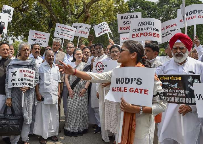 Sonia Gandhi-led opposition holds protest in Parliament