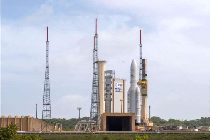 Blasting off from the Ariane Launch Complex in Kourou, a