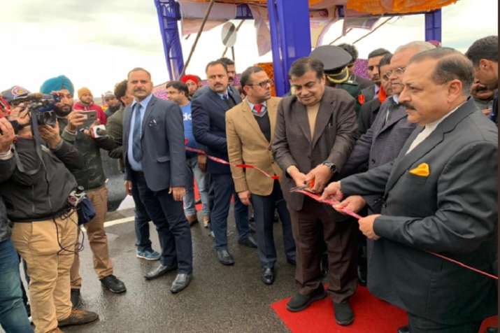 Addressing a public rally after inaugurating the bridge,