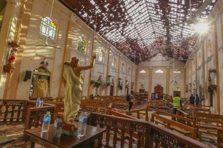 St. Sebastian's Church damaged in the blast in Negombo,
