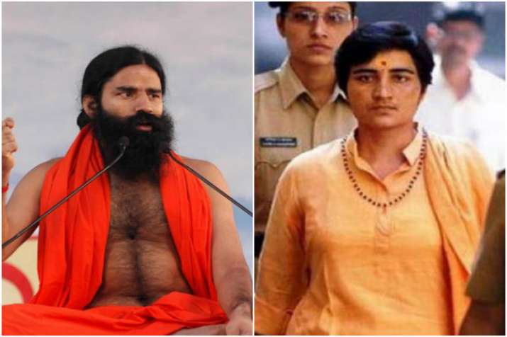 Yoga guru Baba Ramdev and BJP's Bhopal candidate, Malegaon