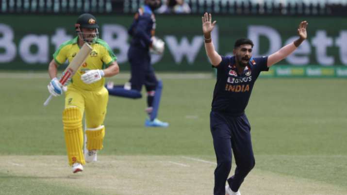 India's Jasprit Bumrah appeals successfully for an LBW