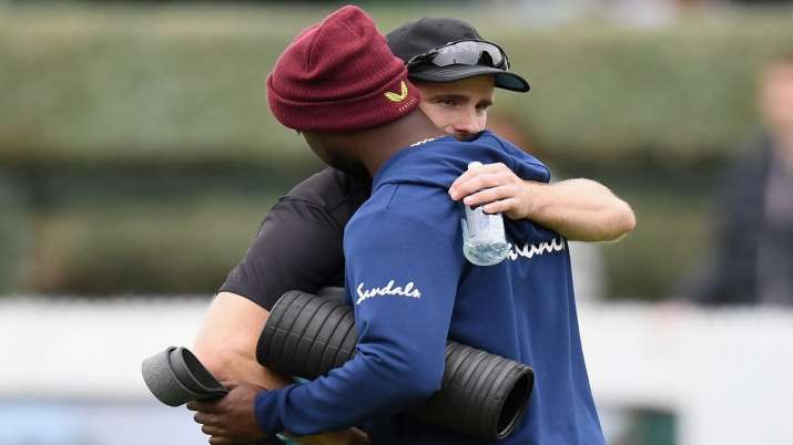 Kane Williamson and Kemar Roach